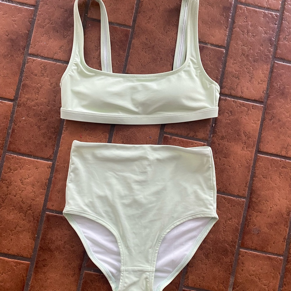 Madewell Green Bikini Set Sporty Bralette High-Waisted